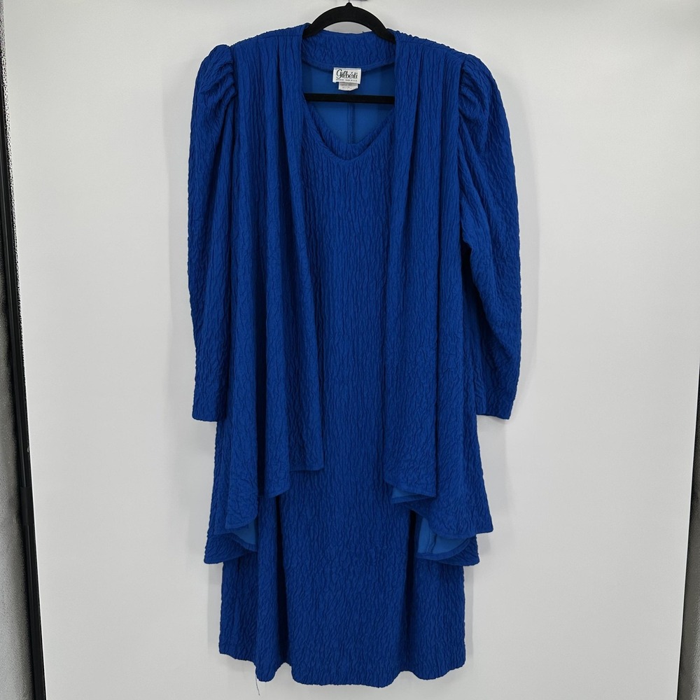 Vintage Gilberti Dress Set Womens Medium Crinkle 2 Piece‎ Jacket Made USA 90s